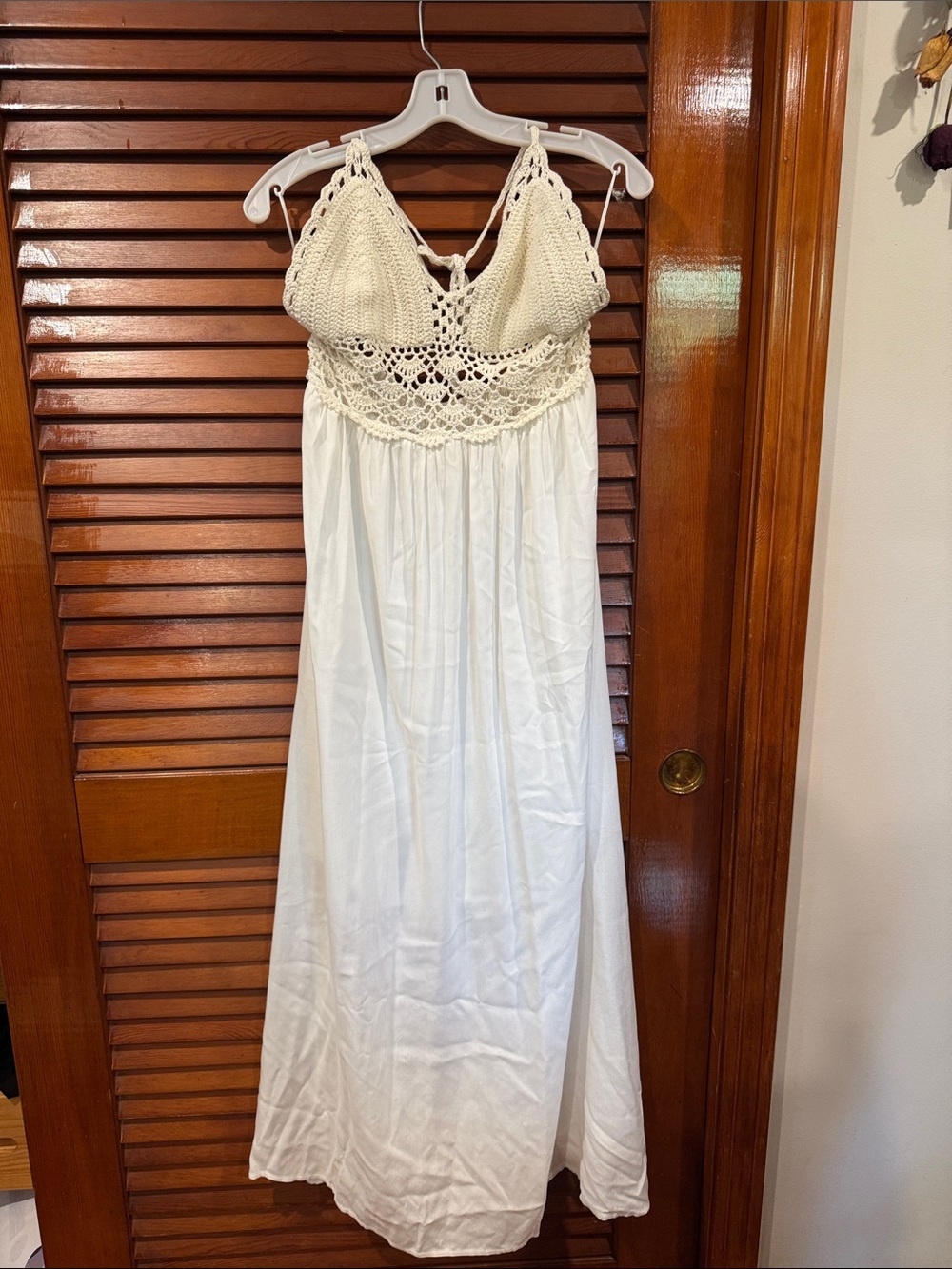Crochet Bodice Maxi Dress in Cream